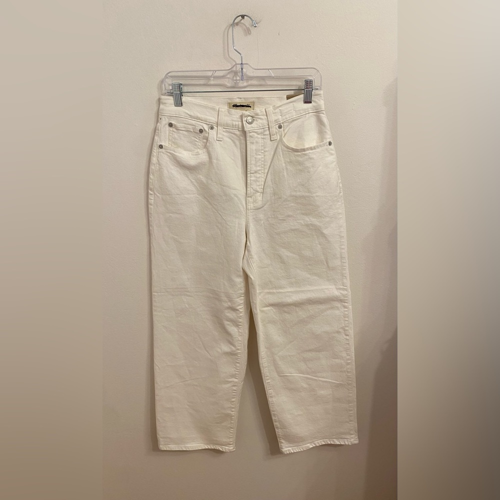 Madewell The Perfect Vintage Wide-Leg Crop Jean in Tile White Size 28 NWT
